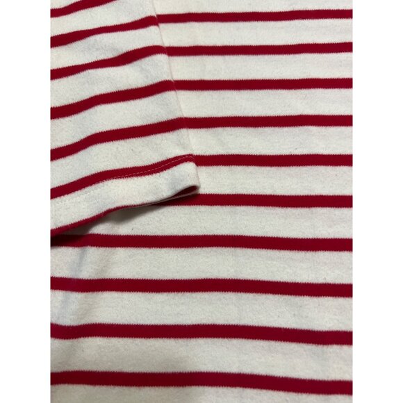 Kim Rogers Red White Striped Christmas Top Green Glitter Trees 3/4 Sleeves Sz M - Picture 2 of 4